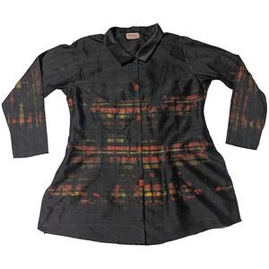 Deborah Cross Art To Wear Black Abstract Boho Snap Shirt -  Women M/L? EUC